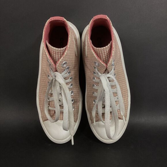 Converse CTAS -Women's Sz 6 -Pink Plaid -Move Platform Hi Oat Milk Shoe- A05130C - Picture 4 of 9
